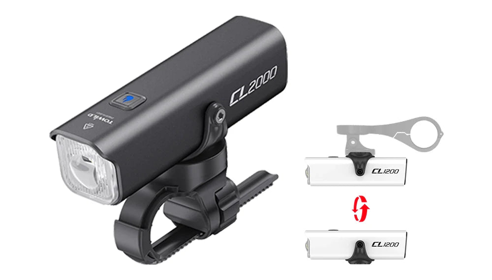 This showcase highlighted the innovative flip mount of the TOWILD CL series, with the CL2000 bike light shown in the image. The light can be mounted on the top of the standard handlebars or on the bottom via a GoPro adapter.