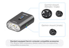 Standard-equipped male and female Garmin compatible mount adapters included with the TOWILD BL900 bike headlight.