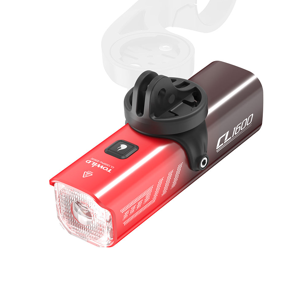 Achieve a professional, streamlined cockpit by mounting your TOWILD CL1600 directly under your bike computer using the included GoPro adapter and an out-front mount.