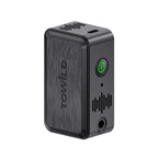 Front view of the black TOWILD A05 145g ultra-light smart cycling pump, featuring a compact anti-slip body and a one-touch green power button.