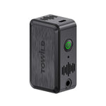Front view of the black TOWILD A05 145g ultra-light smart cycling pump, featuring a compact anti-slip body and a one-touch green power button.