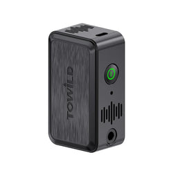 Front view of the black TOWILD A05 145g ultra-light smart cycling pump, featuring a compact anti-slip body and a one-touch green power button.