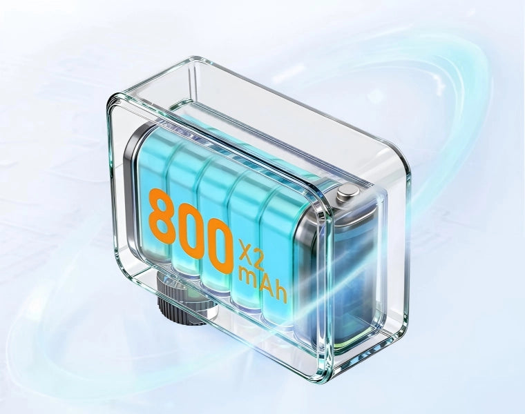 Internal view of the TOWILD A15 Mini Bicycle Tire Inflator showing its dual 800mAh high-rate batteries for extended runtime.