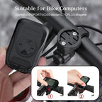 An infographic demonstrating the TOWILD ALB-05 mount's compatibility with various bike computer brands like Garmin, iGPSPORT, and XOSS, showing the easy twist-on installation.