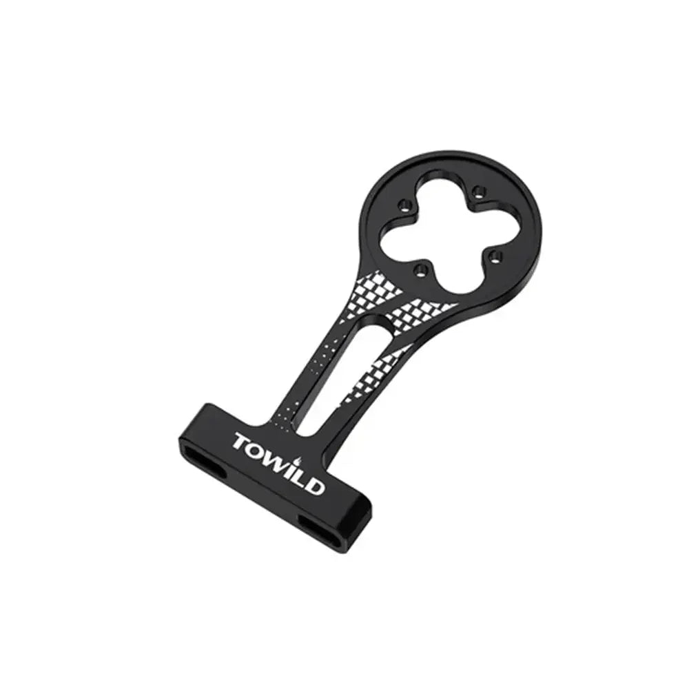 A studio shot of the black TOWILD AS80 aluminum alloy stem combo mount, showcasing its sleek, lightweight, and integrated design for Garmin and GoPro devices.