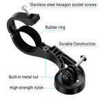 A diagram detailing the durable construction of the TOWILD AS90 mount, highlighting its high-strength nylon body, built-in metal nut, protective rubber ring, and stainless steel screws.