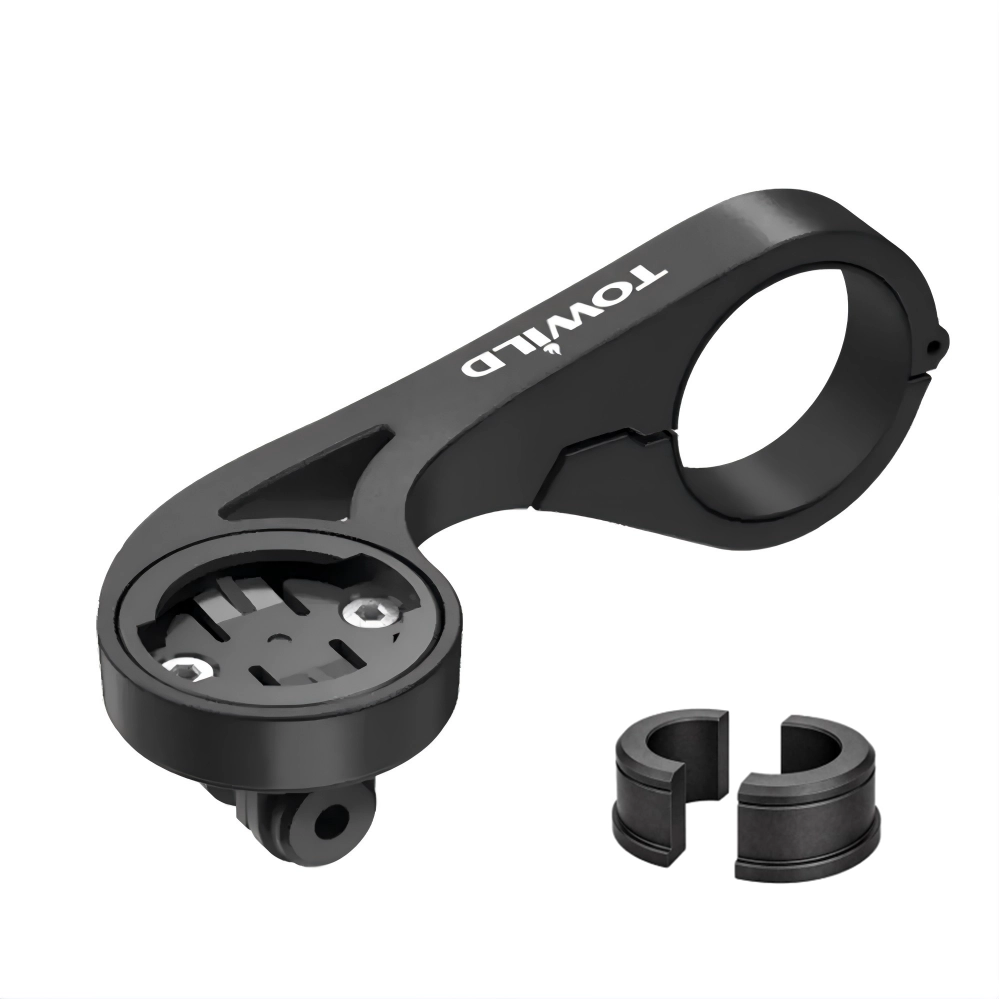 TOWILD AS90 combo bike mount SKU featuring a 25.4mm rubber shim adapter, designed to securely fit Garmin computers and GoPro lights on smaller 25.4mm handlebars.