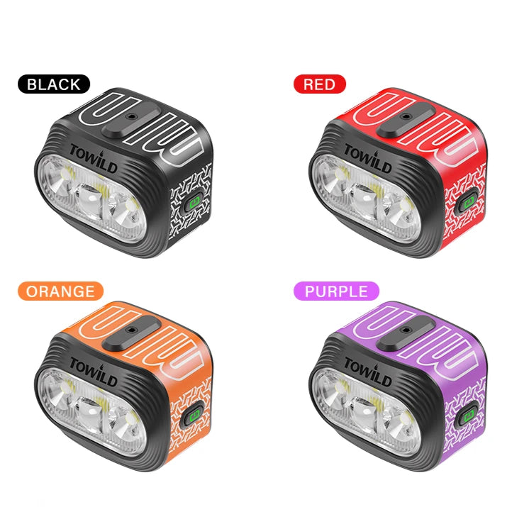 TOWILD BLMINI bike light available in black, red, orange and purple