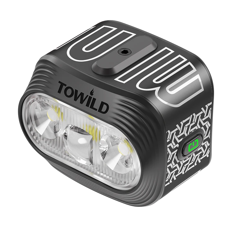 Black TOWILD BLMINI 1000-lumen rechargeable bike light with dual-beam optics and battery indicator