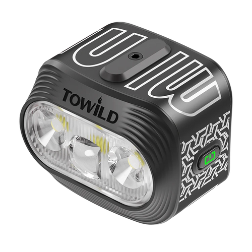Black TOWILD BLMINI 1000-lumen rechargeable bike light with dual-beam optics and battery indicator