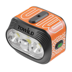 Orange TOWILD BLMINI 1000-lumen rechargeable bike light with dual-beam optics and battery indicator