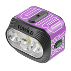 Purple TOWILD BLMINI 1000-lumen rechargeable bike light with dual-beam optics and battery indicator