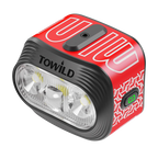 Red TOWILD BLMINI 1000-lumen rechargeable bike light with dual-beam optics and battery indicator