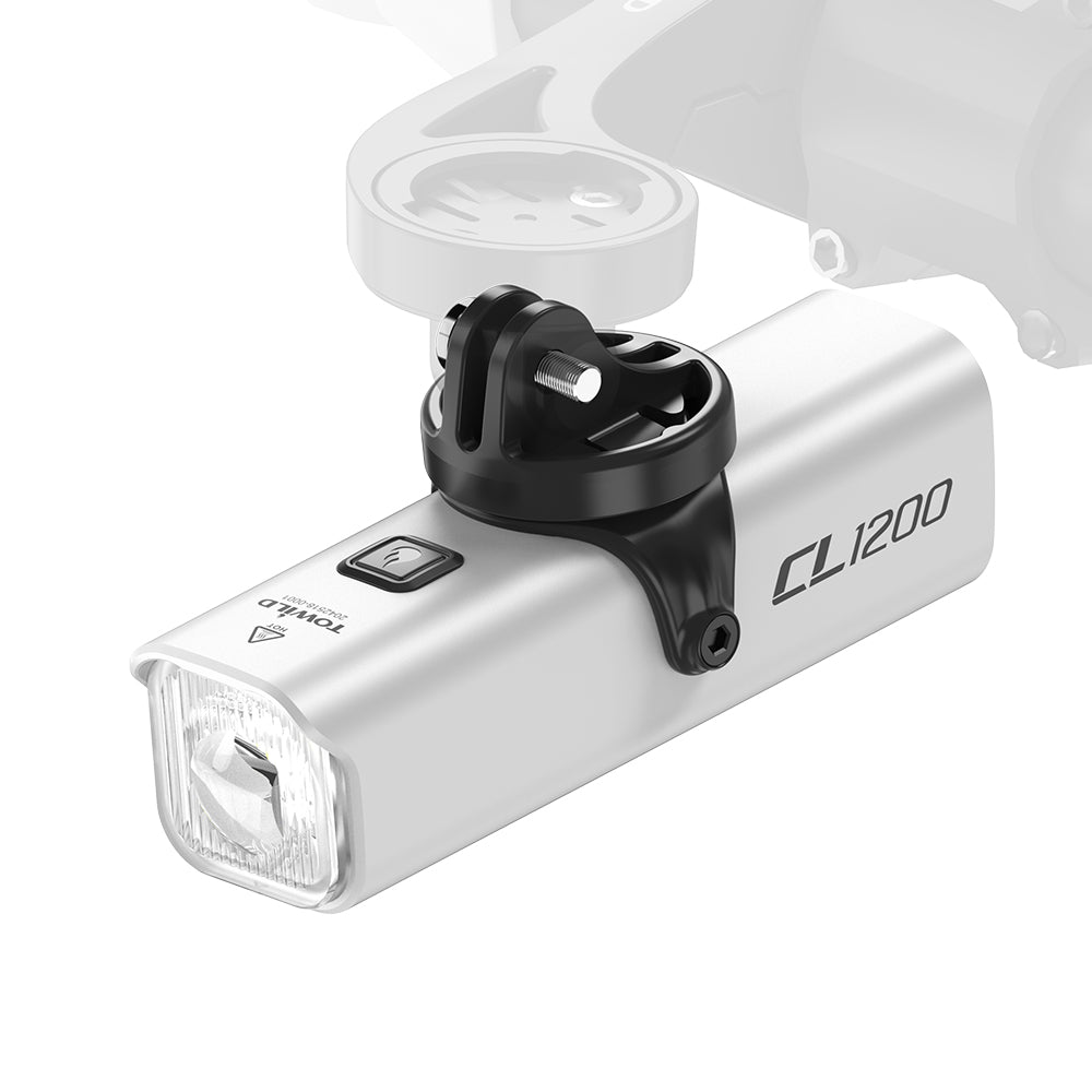Achieve a clean, professional cockpit by integrating your TOWILD CL1200 directly under your bike computer using the versatile GoPro mount adapter.