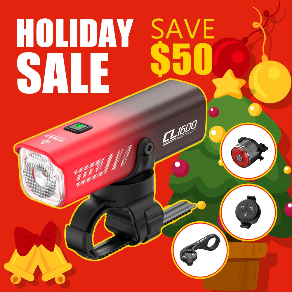 Limited edition Towild CL1600 red gradient smart bike light Christmas promotion set. High lumens road cycling gear save $50.