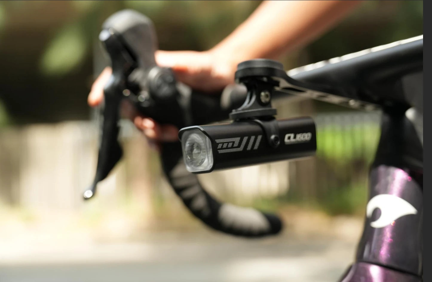 Video thumbnail featuring the Towild CL1600 smart bike light in an aerodynamic under-mount setup on a road bike. Demonstrates the clean cockpit installation via GoPro interface and 1600-lumen performance.