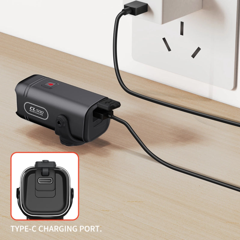 Towild CL500 bike light USB-C charging port detail