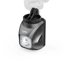The black Towild DL1200S bike light shown with its included GoPro-compatible adapter, allowing for versatile underslung mounting on out-front mounts.