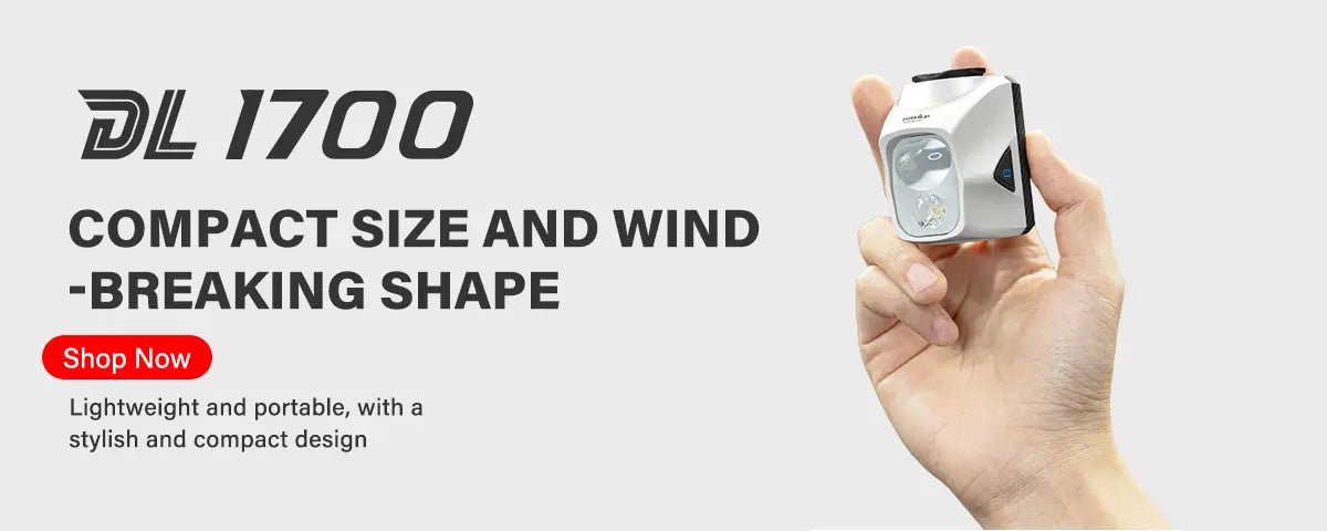 Homepage banner showing a hand holding the white TOWILD DL1700 bike light to emphasize its compact size and stylish, wind-breaking aerodynamic shape.
