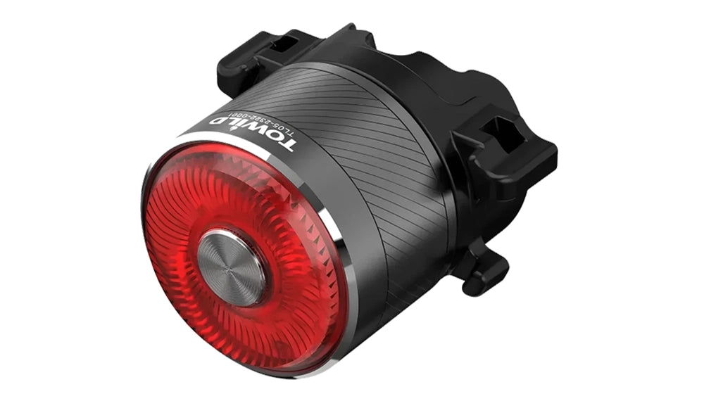 The TOWILD TL05 smart bike tail light, featuring a premium aluminum body and a versatile Garmin-style quarter-turn mount for secure installation.