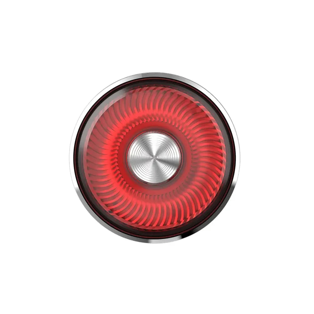 Front view of the TOWILD TL05 aluminum bike tail light showing the premium lens and metal bezel.