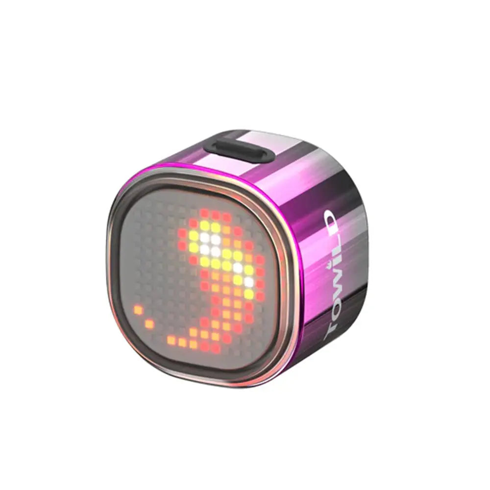 The Purple Black Gradient model of the TOWILD TL08 showing a custom fire or flame pixel art design.