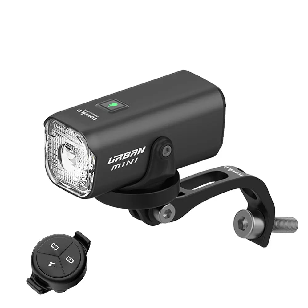 The TOWILD Urban Mini Brompton light set, including the compact light head and the ALC-01 wireless remote control.