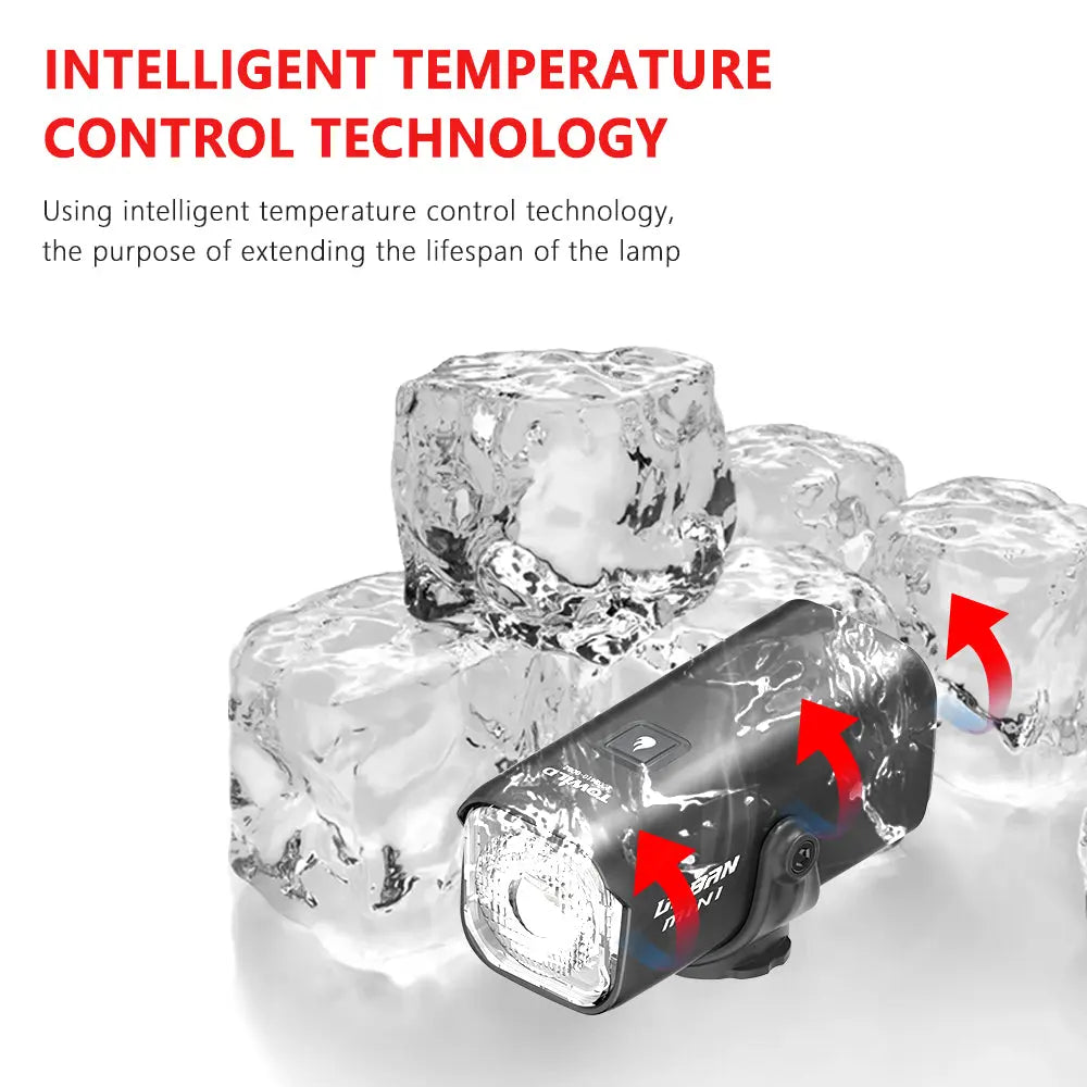 An illustration of the intelligent temperature control technology inside the TOWILD Urban Mini, which extends the lamp's lifespan.